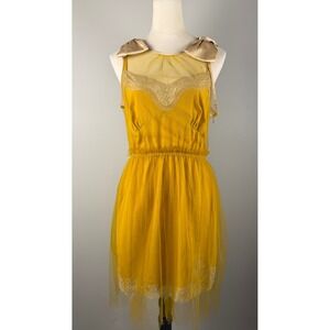 Rodarte for Target Dress 20th Anniversary Tulle Lace Medium Yellow Slip Bows